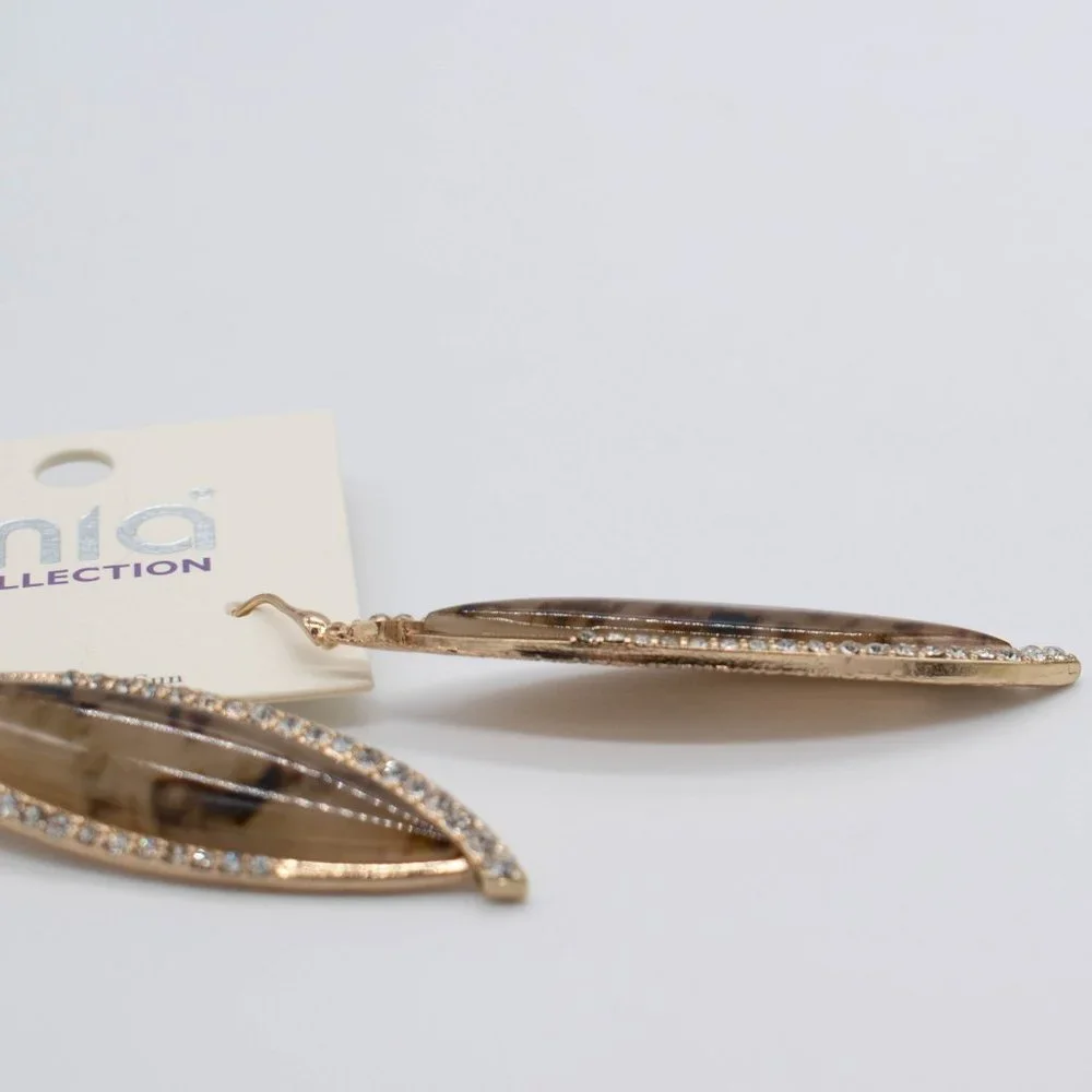 Mia Collection by Kim Min‎ Sun Brown Gold Jeweled Dangle Earrings